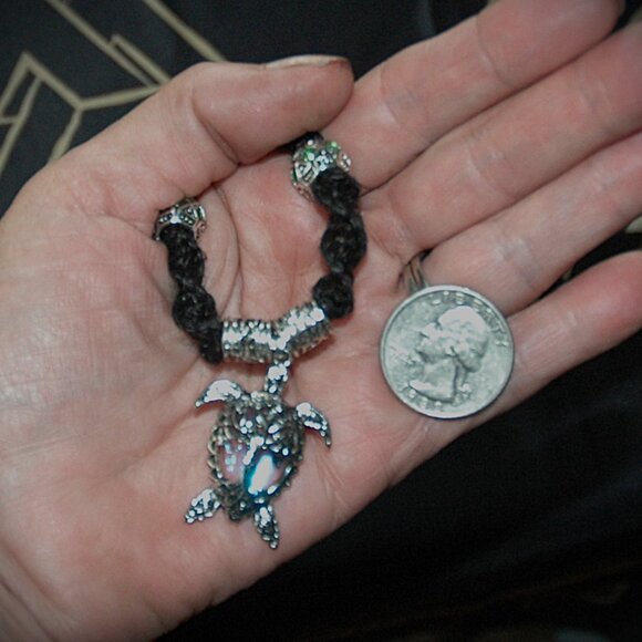 Celtic Tree of Life Sea Turtle on a 20" Handmade Black Hemp Necklace - Picture 4 of 5